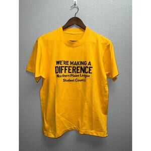 Vintage Northern Plains Shirt League Making A Difference Yellow Tee Medium